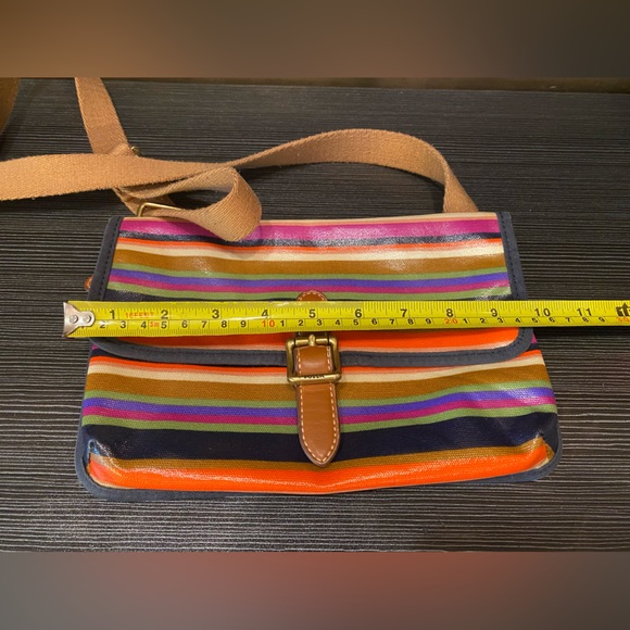 Fossil Crossbody Coated Canvas Multicolor Striped Purse - Picture 10 of 13